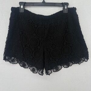 Mud Pie Mallory Medallion Crochet Shorts Womens Small Black Lace Boho Beach NWT